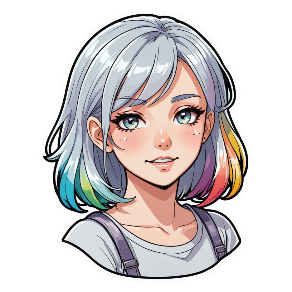 Pastel Anime Girl (holographic) — anime stickers