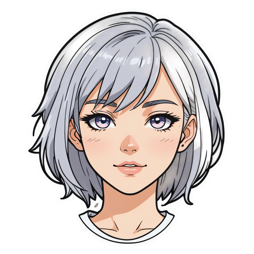 Pastel Anime Girl (lineart) — anime stickers