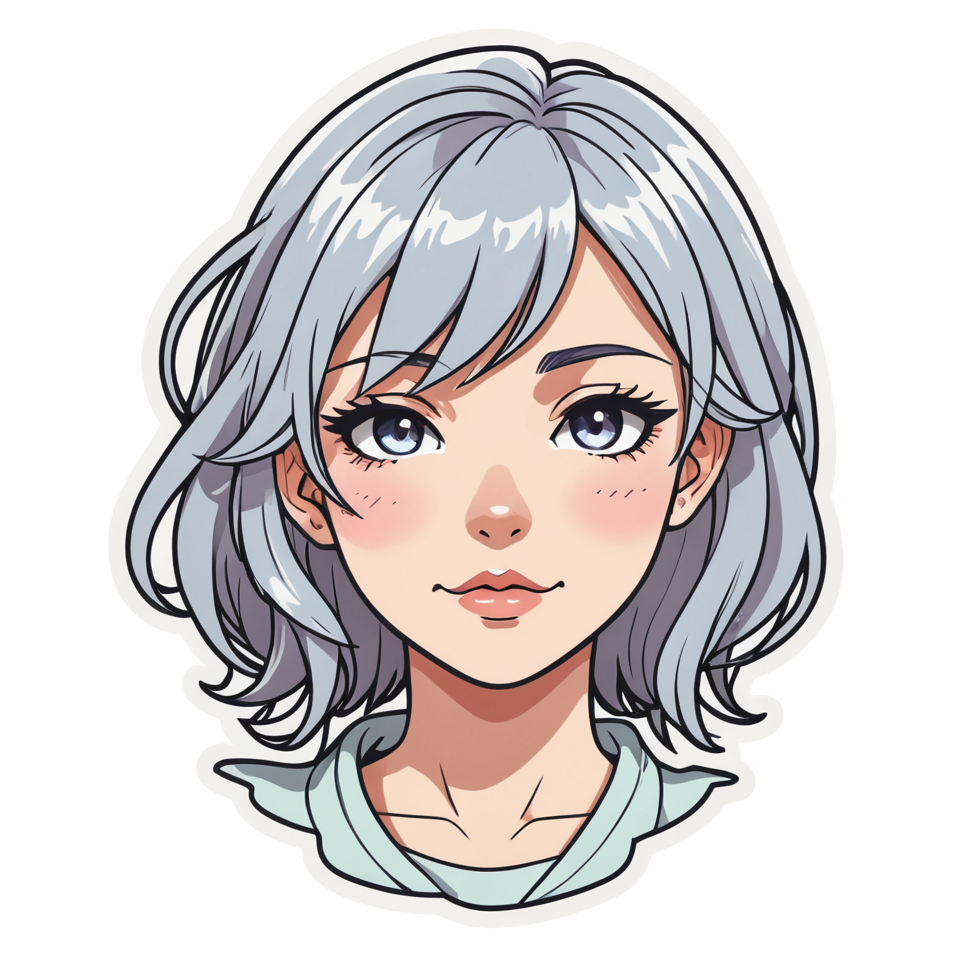 Pastel Anime Girl (papercut) — anime stickers