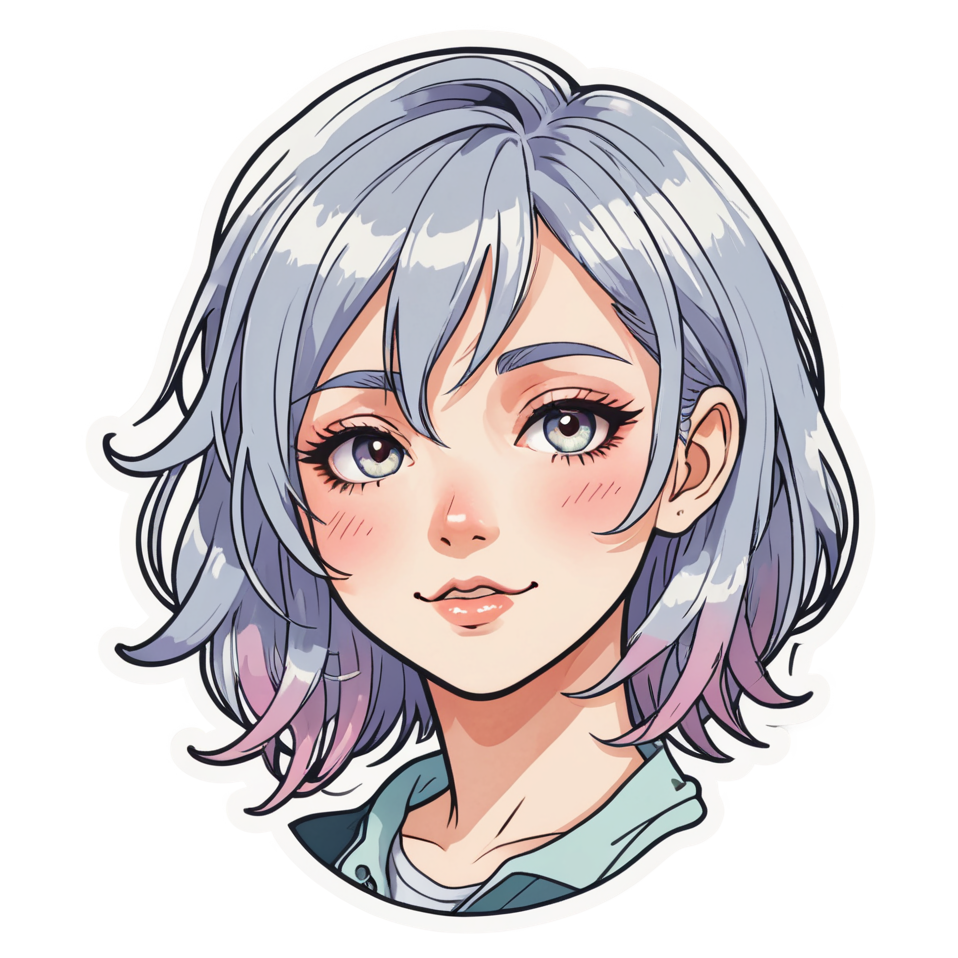 Pastel Anime Girl (watercolor) — anime stickers