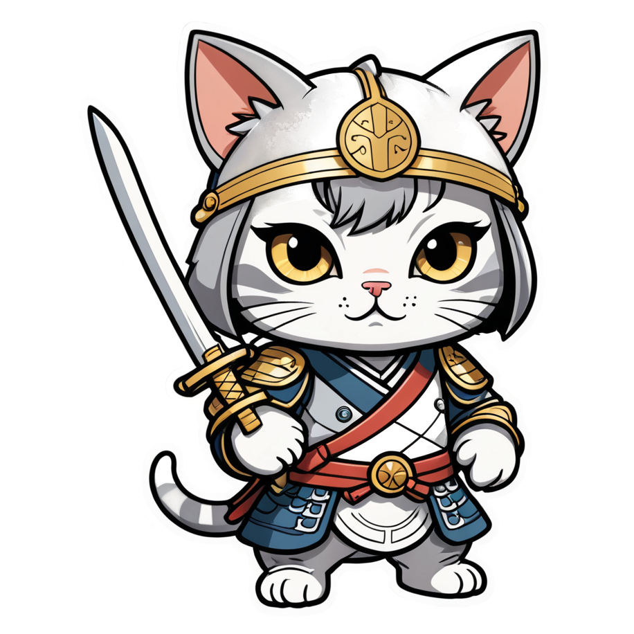 Samurai Cat (kawaii) — kawaii stickers