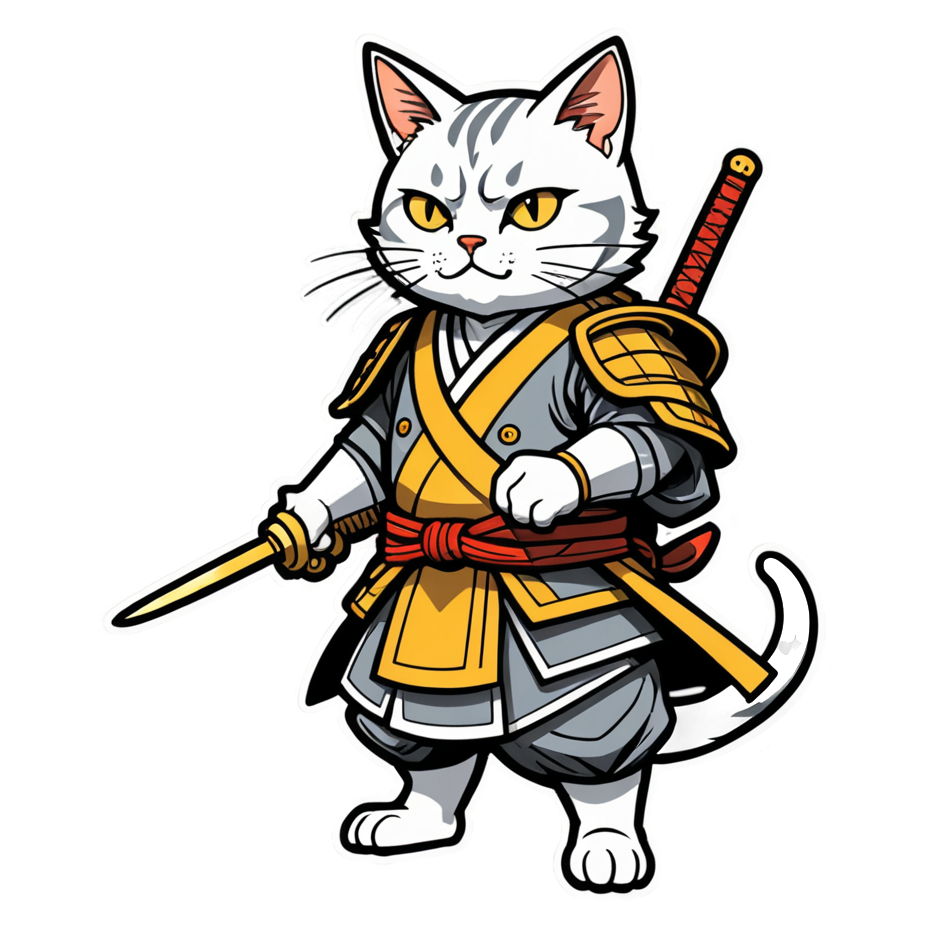 Samurai Cat (papercut) — anime stickers