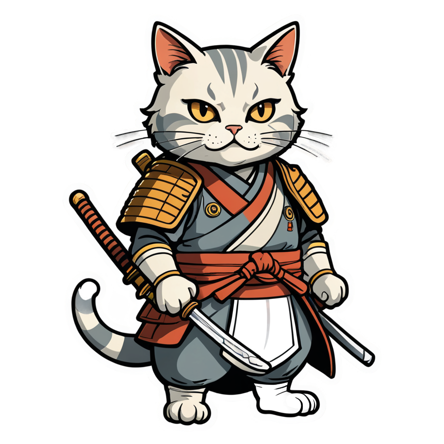 Samurai Cat (retro) — anime stickers
