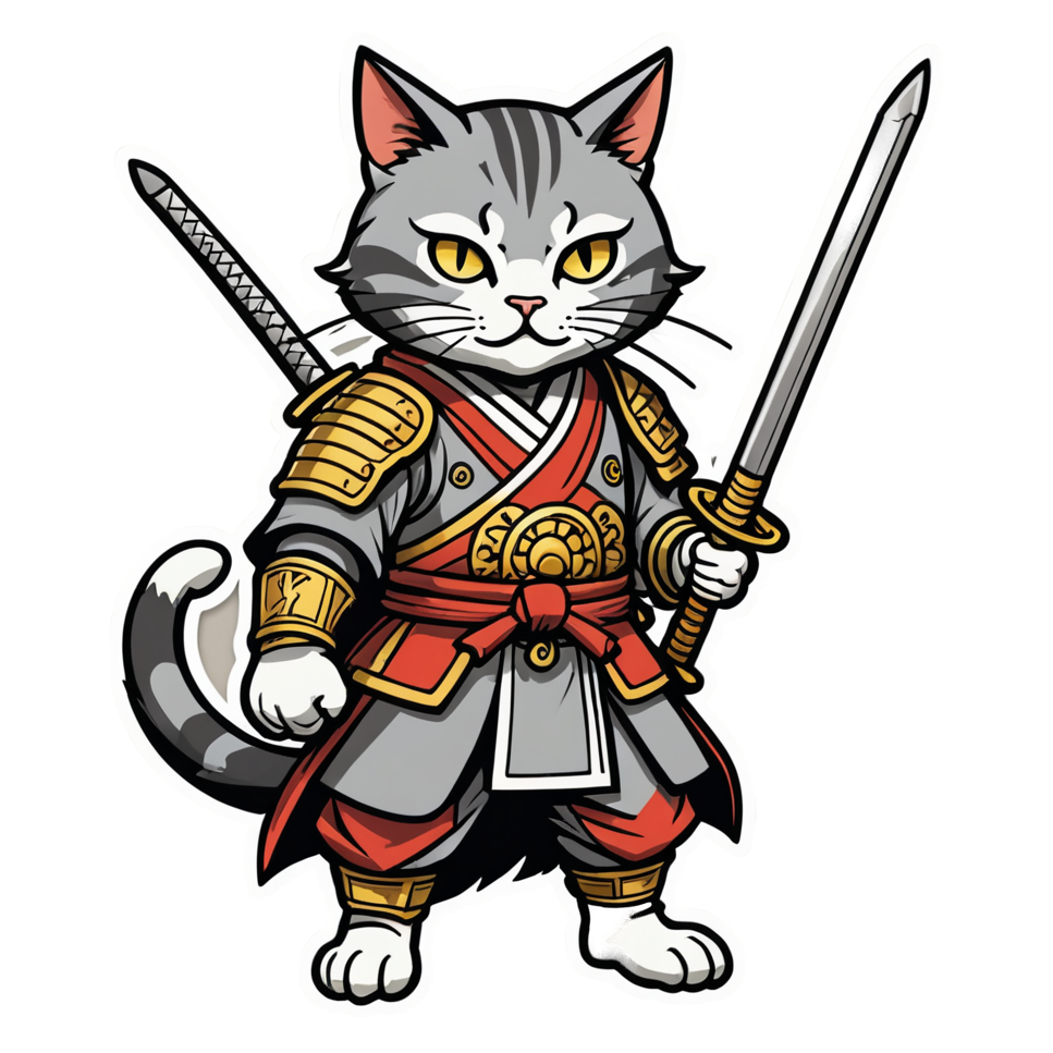 Samurai Cat (tattoo) — anime stickers