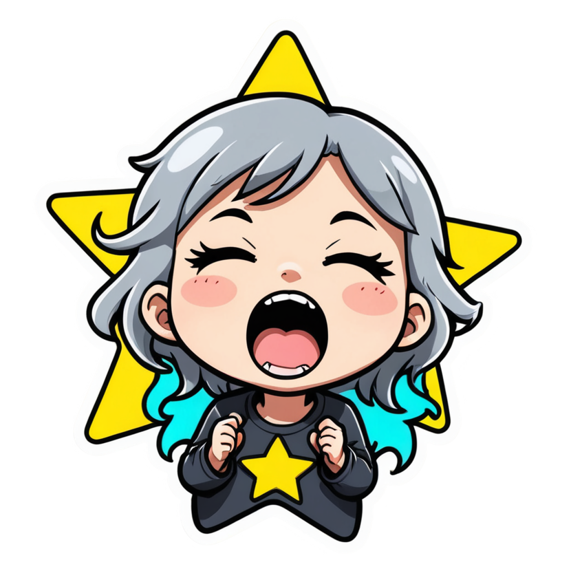 Sleepy Chibi (neon) — anime stickers