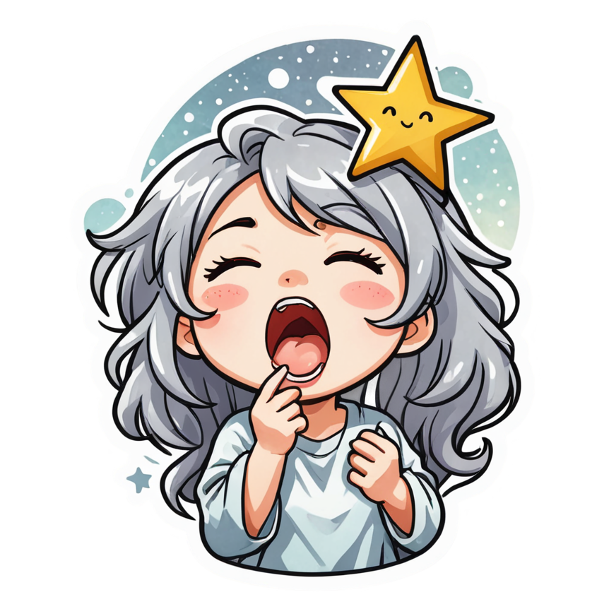 Sleepy Chibi (watercolor) — anime stickers