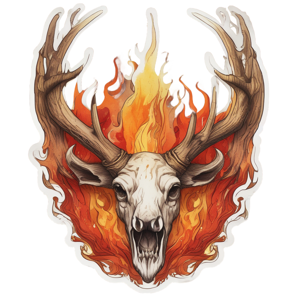 Antler Crest of Flames — outdoorsman stickers