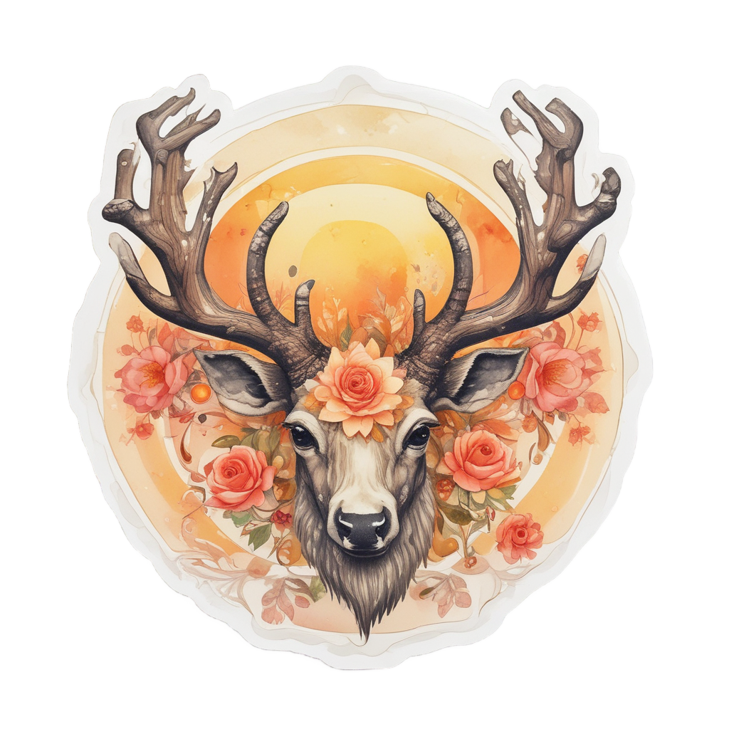 Antler Crest Sunburst — outdoorsman stickers