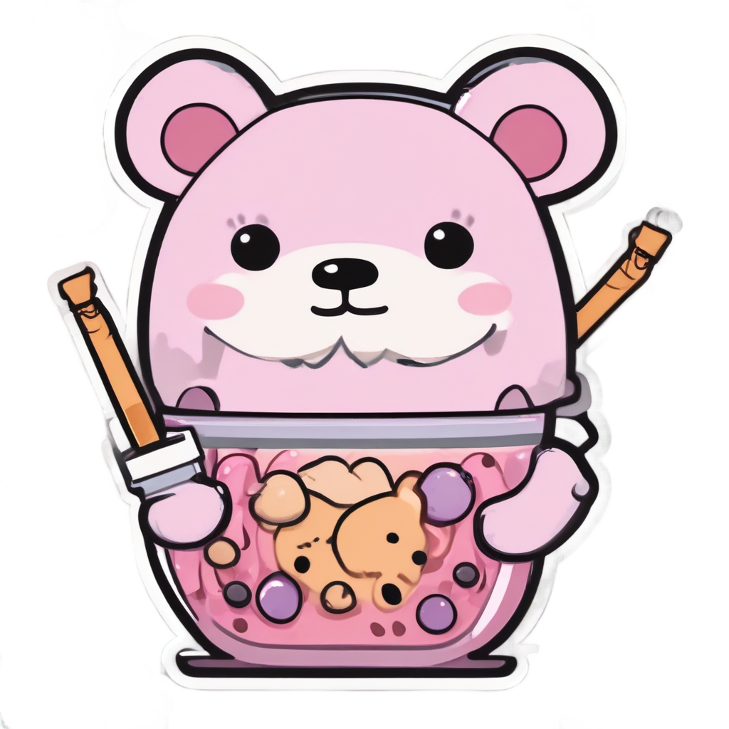 Antler-Crowned Bubble Tea Bear — outdoorsman stickers