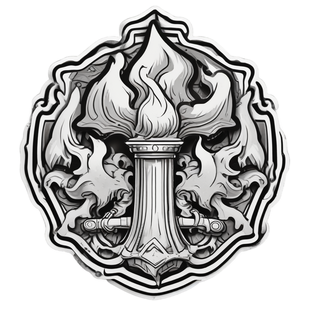 Anvil and Flame Crest — garage stickers