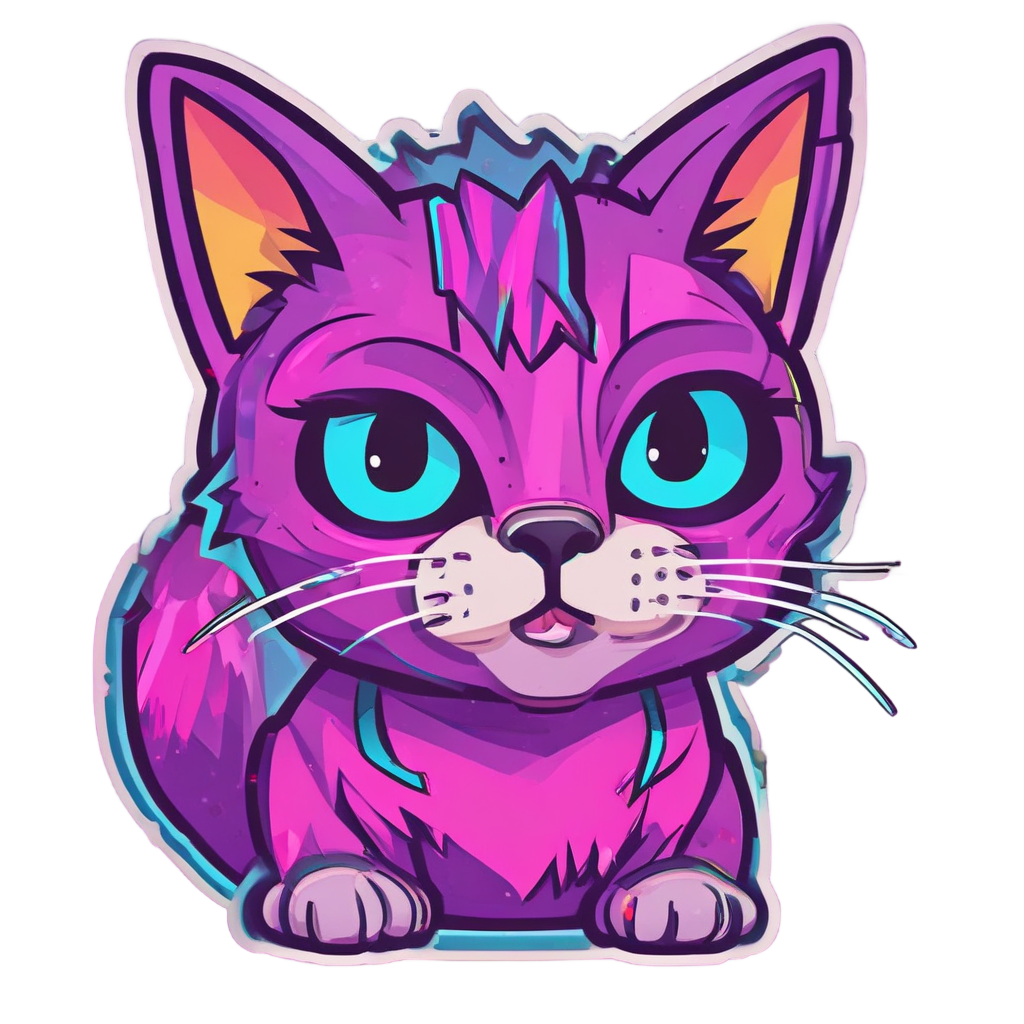 A cute cat with lightning bolt stripes inside a neon arcade high-voltage sign.