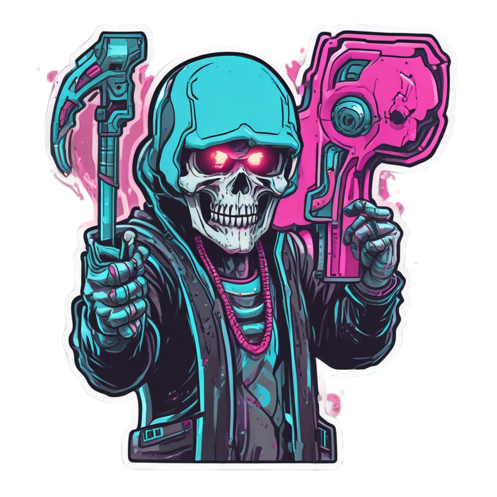 Scythe reaper skull playing a retro arcade game