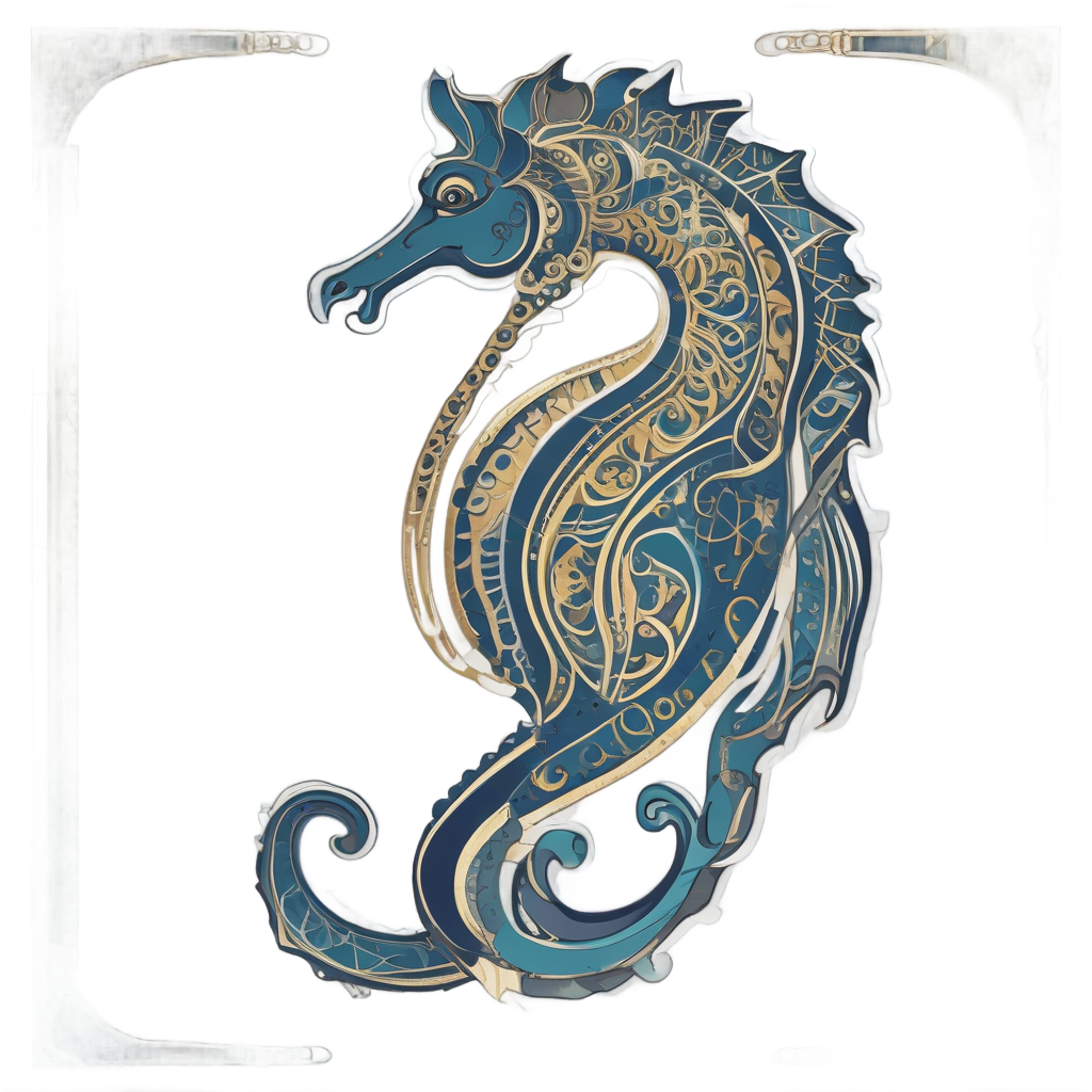 Art Deco Seahorse Elegance — ocean nursery stickers
