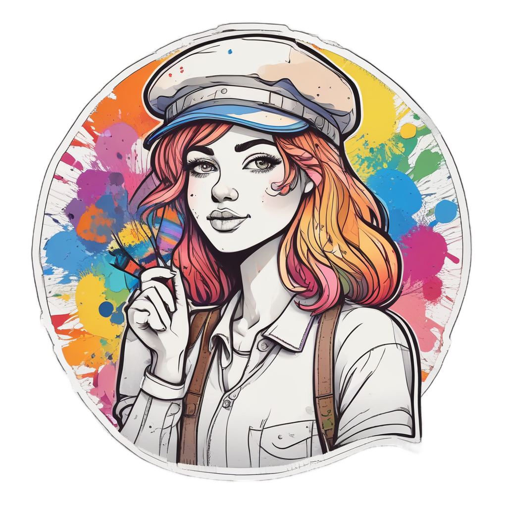 Artist Chick with Palette — farm nursery stickers