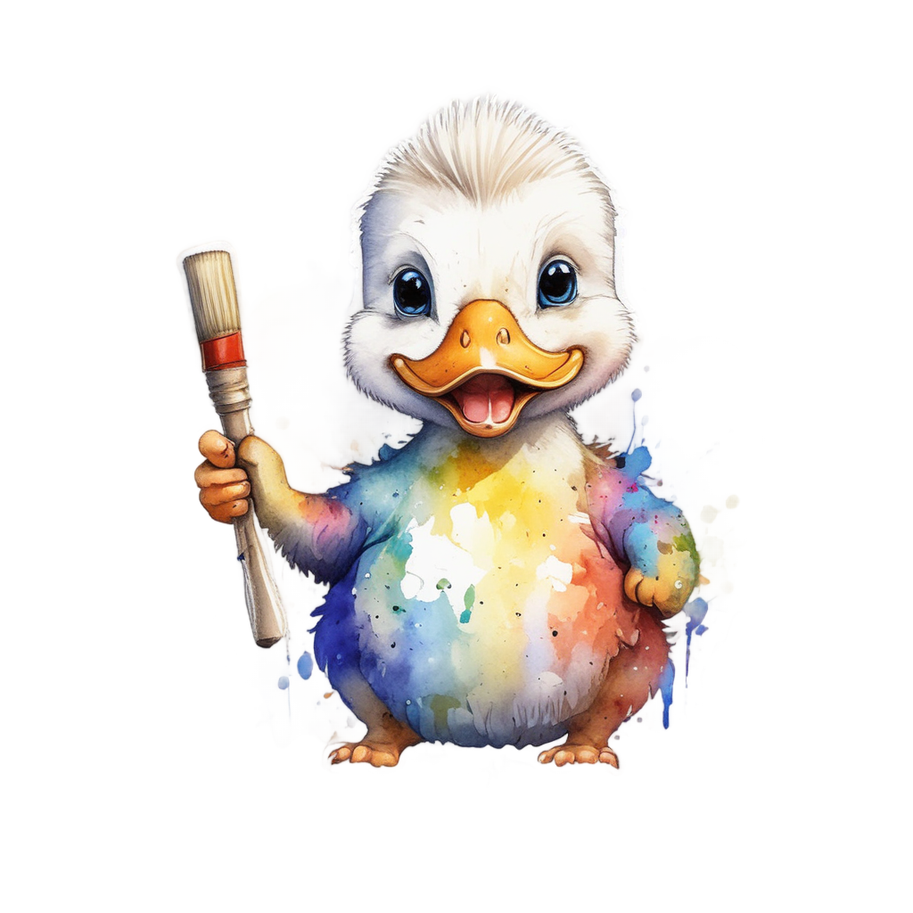 Artist Duckling With Palette — farm nursery stickers