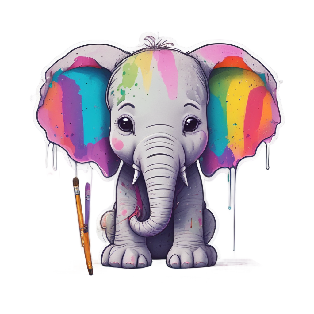 Artist Elephant Painting — safari nursery stickers