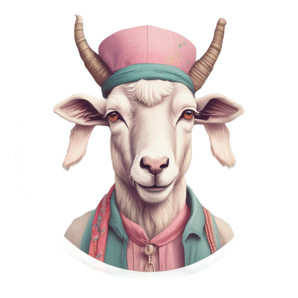 Artist Goat with Paintbrush — animals & pets stickers