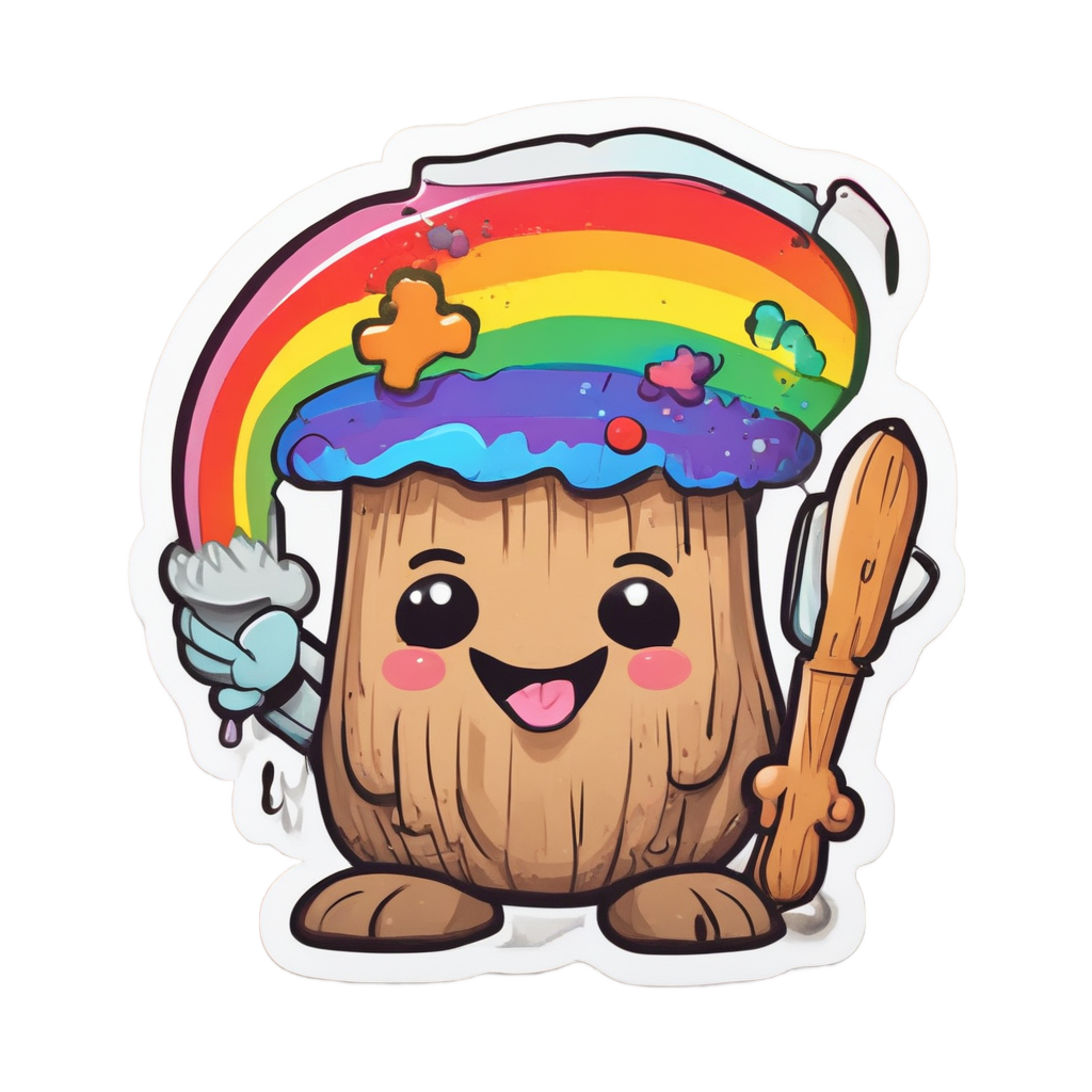 Artist Hatchet Painting Log — outdoorsman stickers