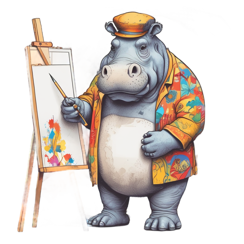 Artist Hippo Painting — safari nursery stickers