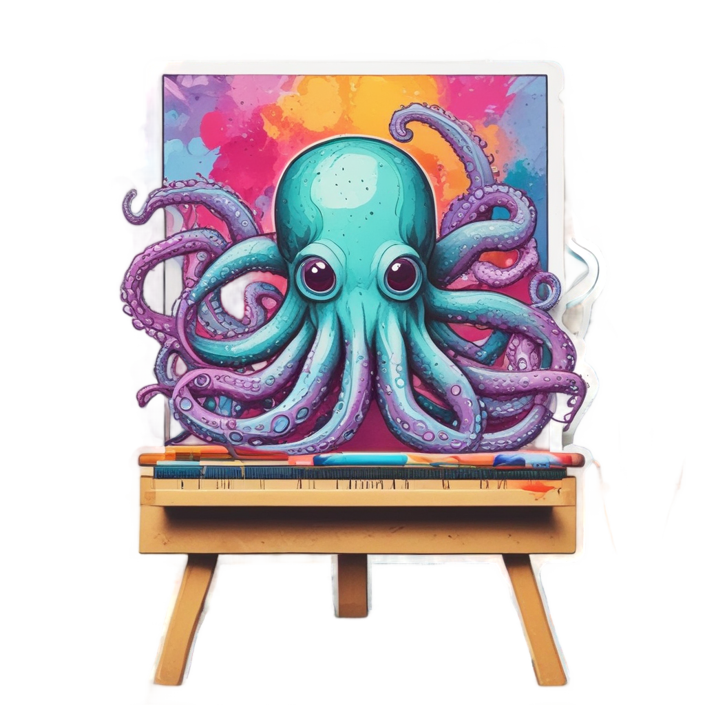 Artist Octopus Painting Masterpiece — ocean nursery stickers