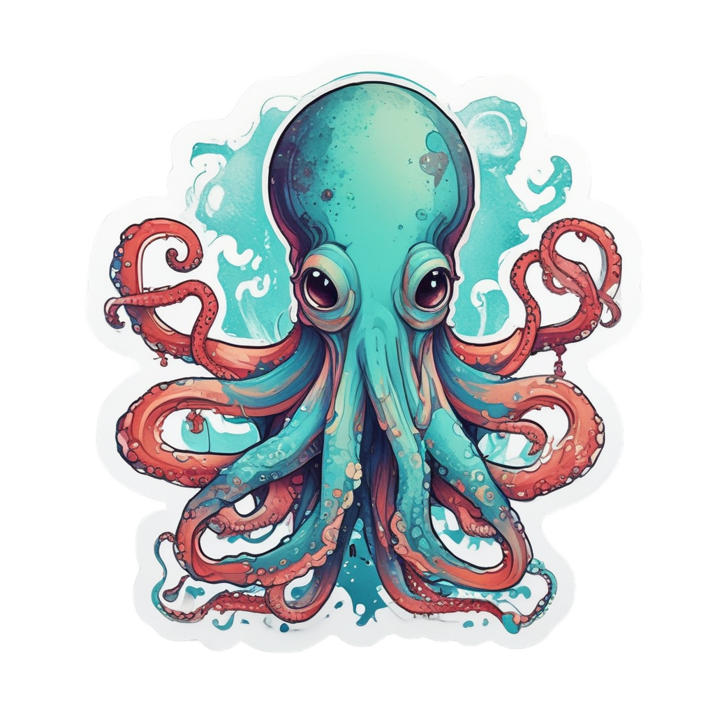 Artist Octopus Painting — ocean nursery stickers