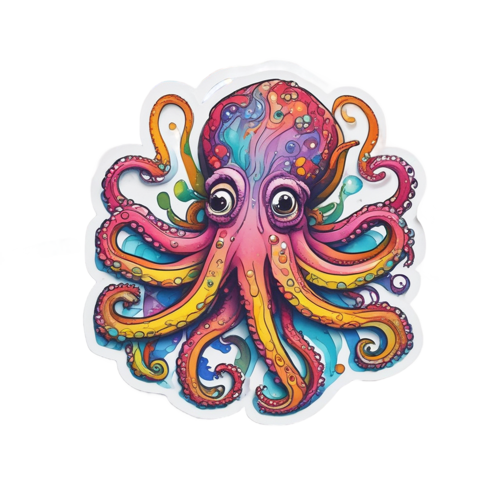 Artist Octopus Palette Bright — ocean nursery stickers