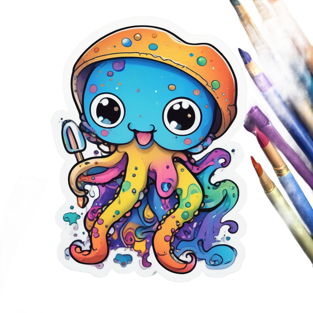 Artist Palette Octopus — ocean nursery stickers