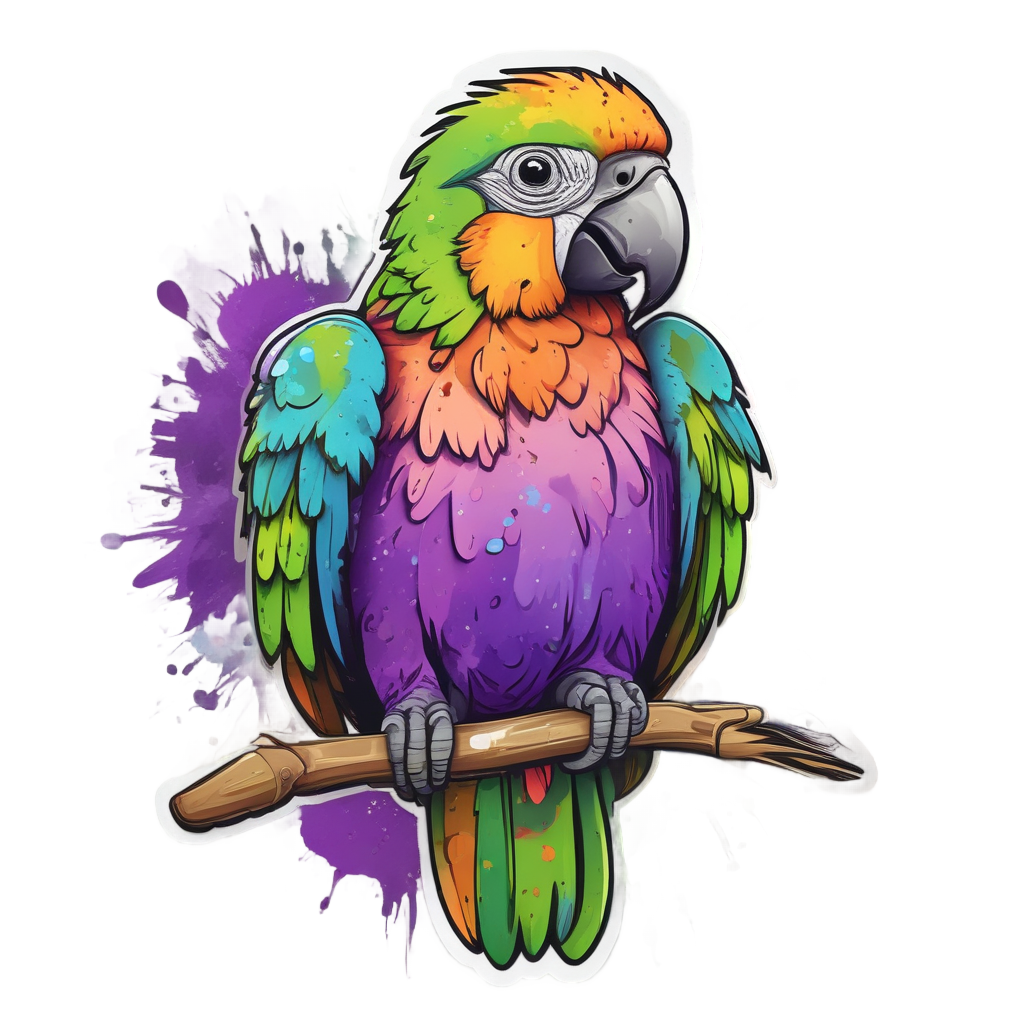 Artist Parrot with Paintbrush — animals & pets stickers