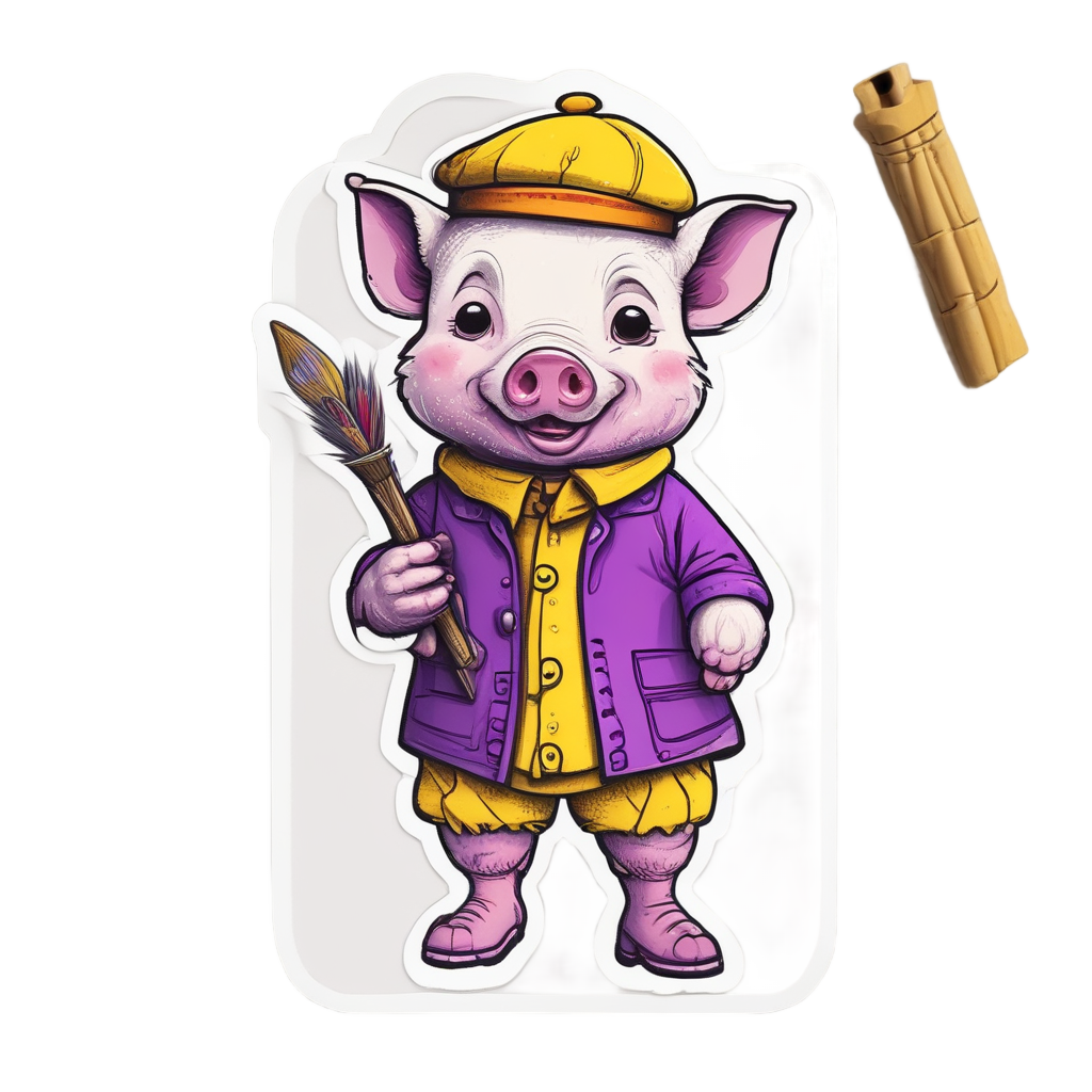 Artist Piglet Painting — farm nursery stickers