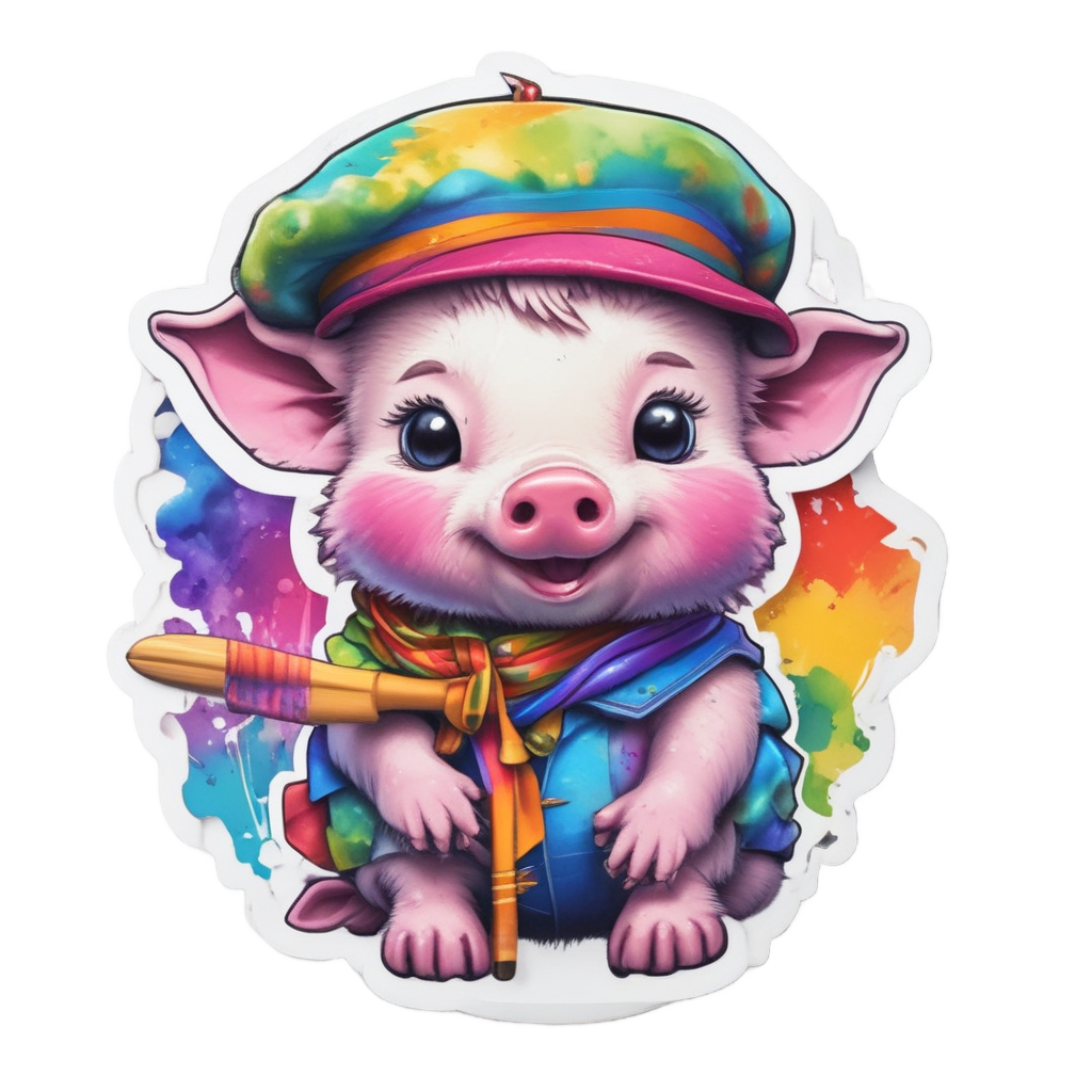 Artist Piglet Palette — farm nursery stickers