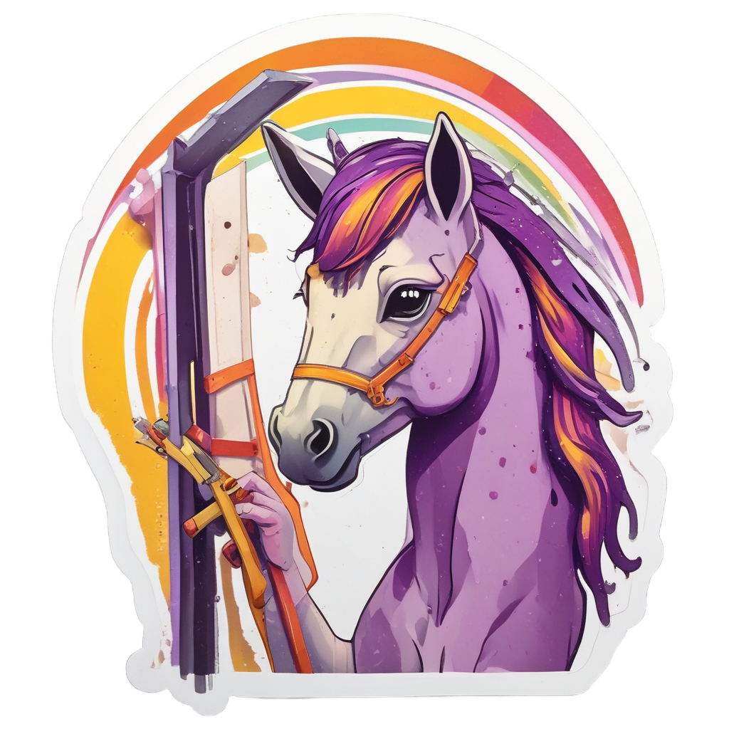 Artist Pony with Paintbrush — farm nursery stickers