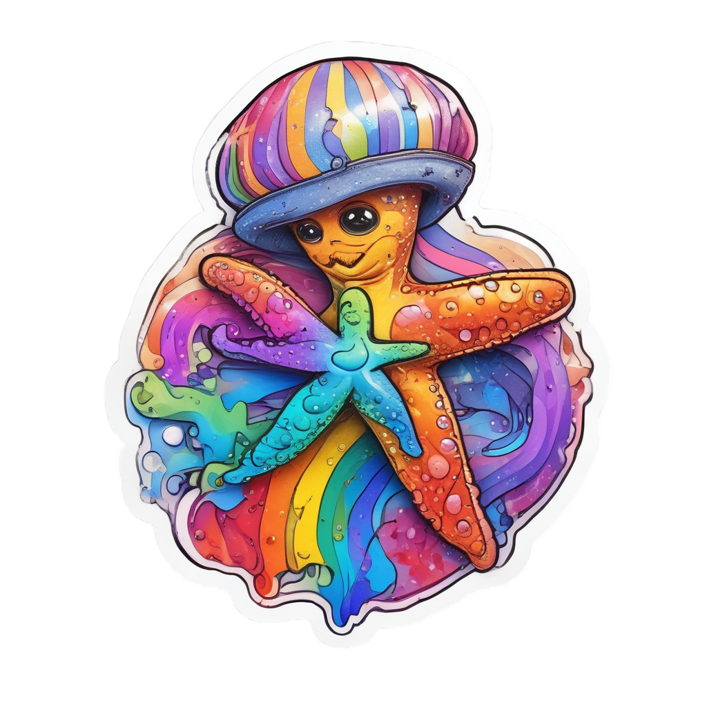 Artist Starfish with Paintbrush — ocean nursery stickers