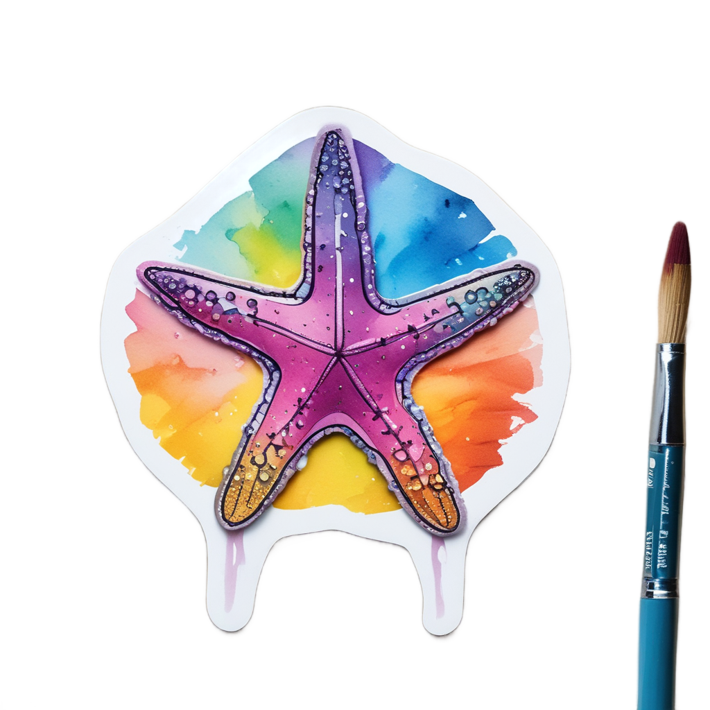 Artist Starfish with Palette — ocean nursery stickers