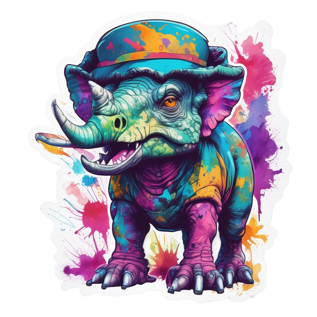 Artist Triceratops Paintbrush — animals & pets stickers