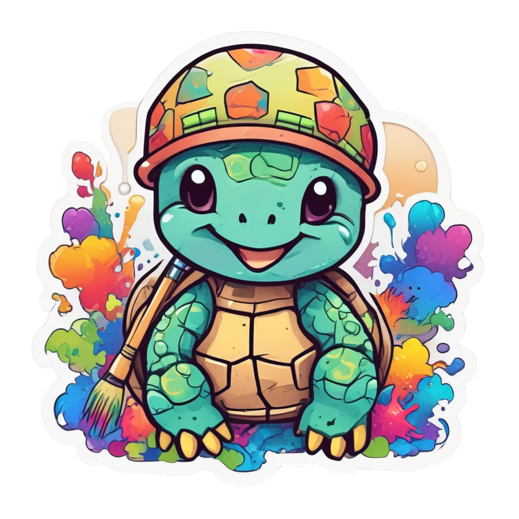 Artist Turtle Painter — ocean nursery stickers