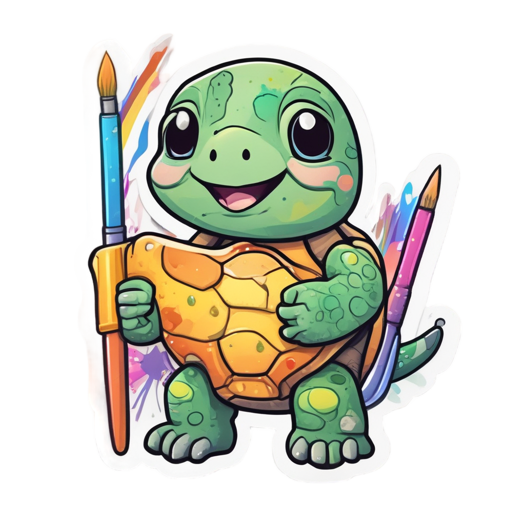 Artist Turtle Painting — ocean nursery stickers