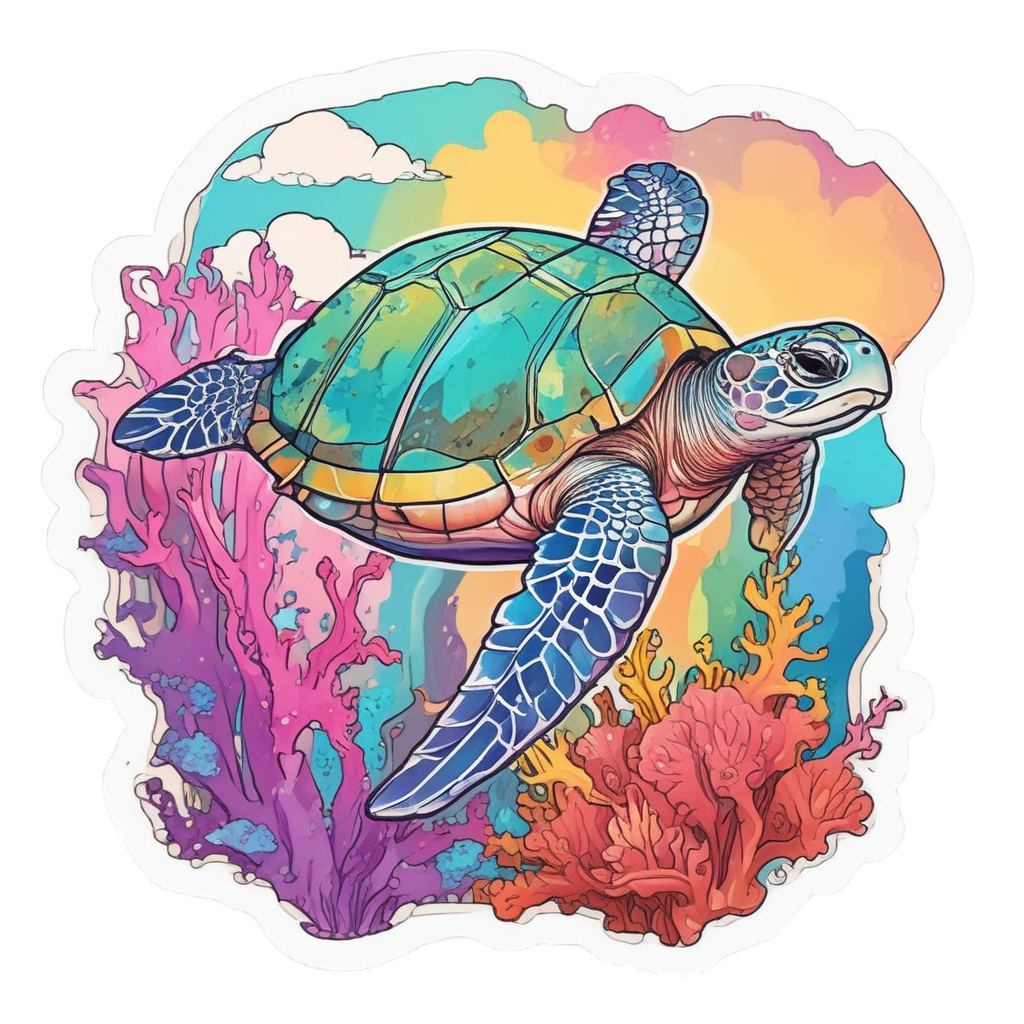 Artist Turtle Palette — ocean nursery stickers