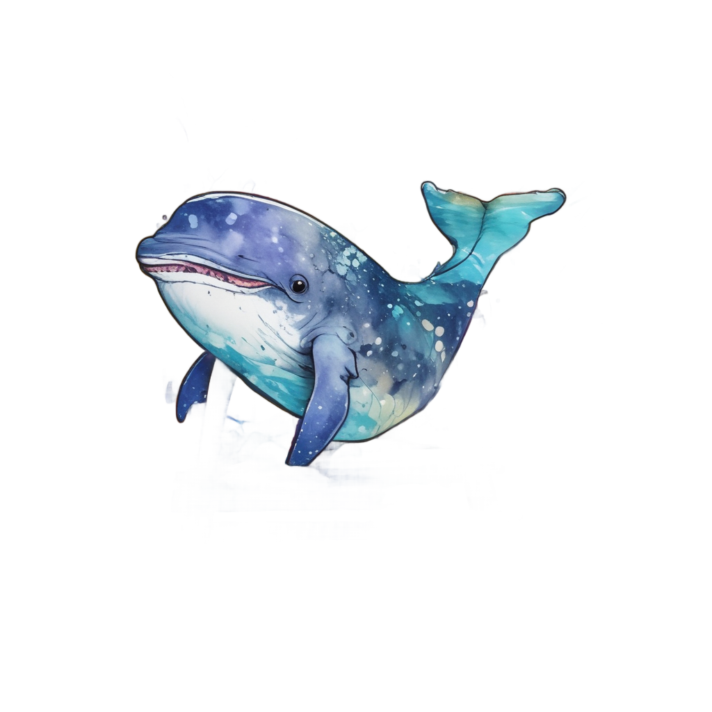Artist Whale with Paint — ocean nursery stickers