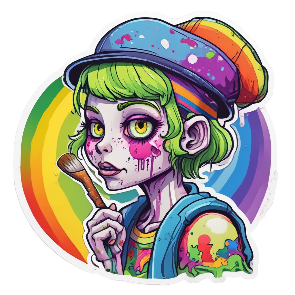 Artist Zombie Painting — creepy-cute stickers