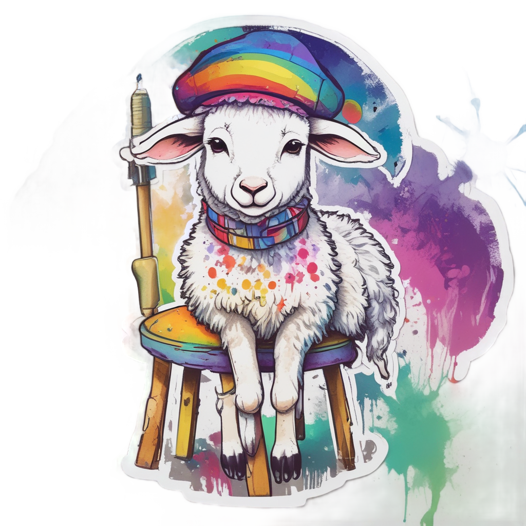 Artistic Lamb with Palette — farm nursery stickers