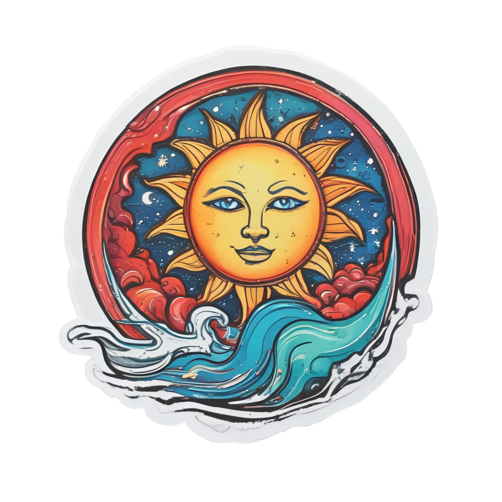 Artistic Sun and Moon — celestial nursery stickers