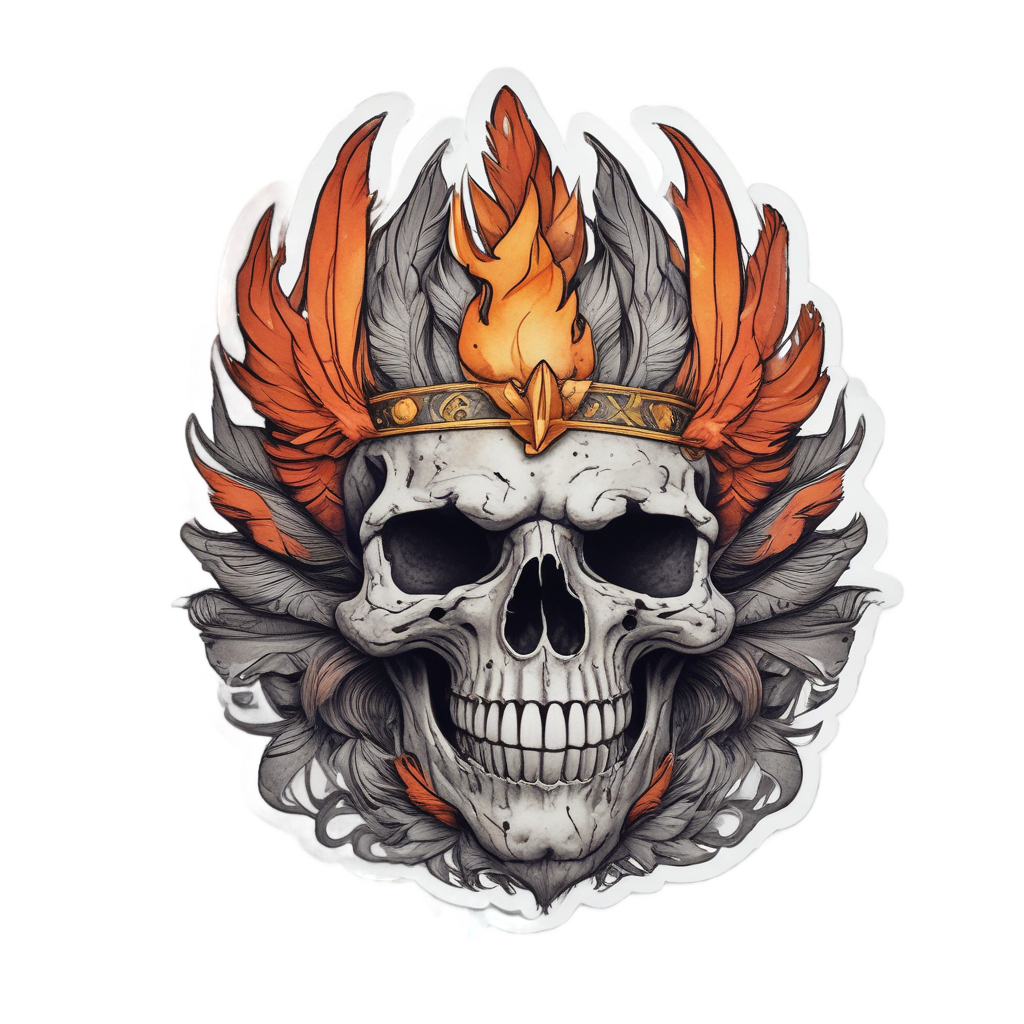 Ashen Crowned Skull — gothic stickers