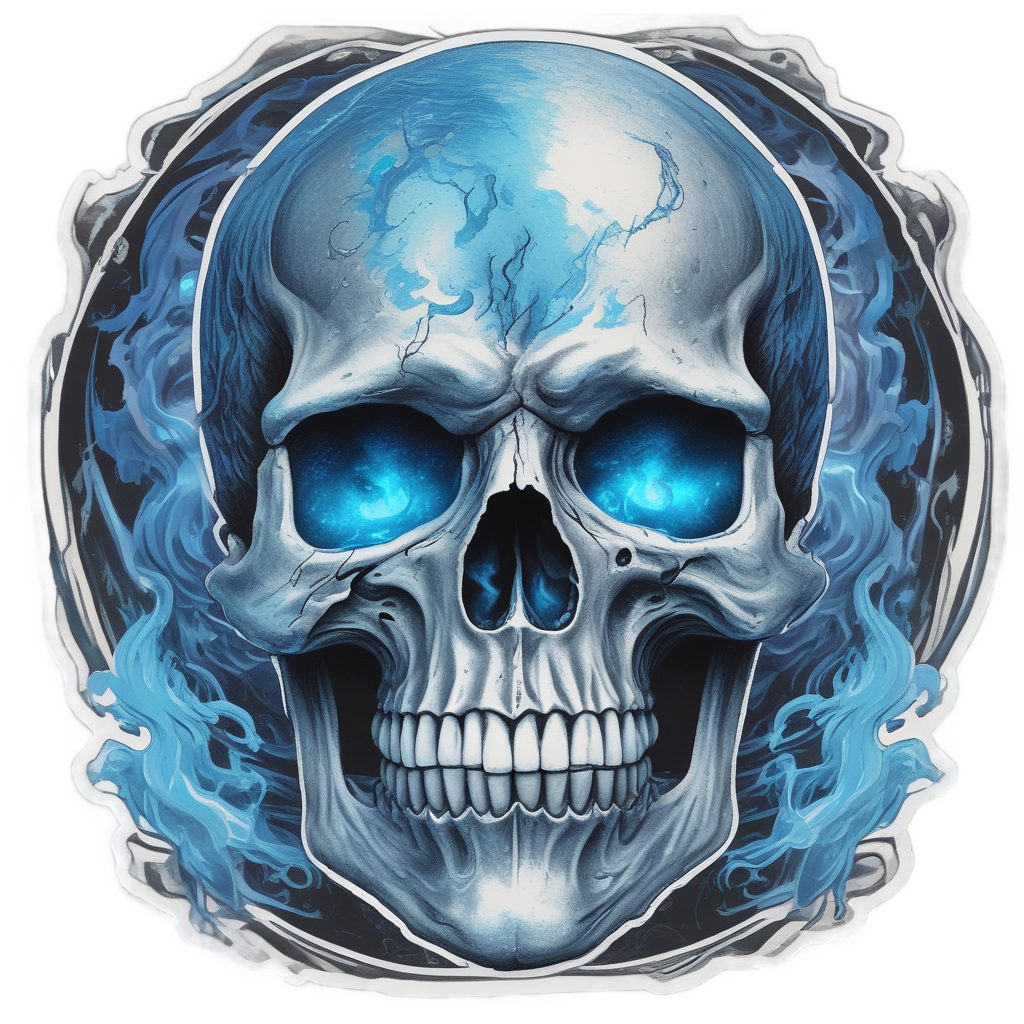Ashen Glare Skull — horror stickers