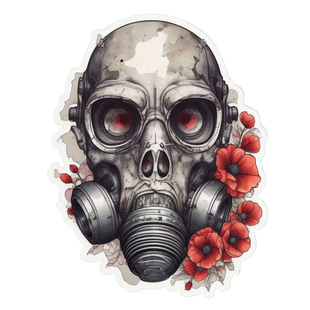 Ashen Mask Bloom — gas mask stickers