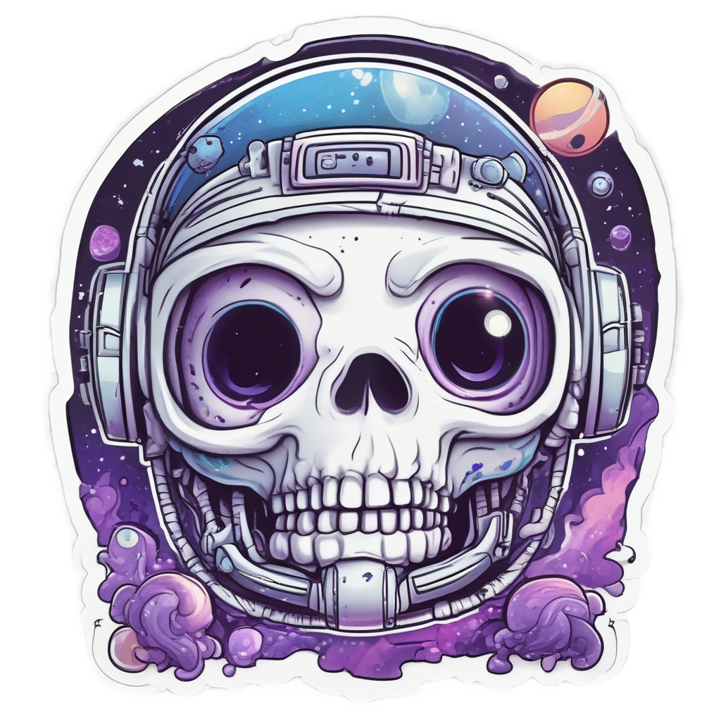Astronaut Bone Voyage — skull & crossbones stickers