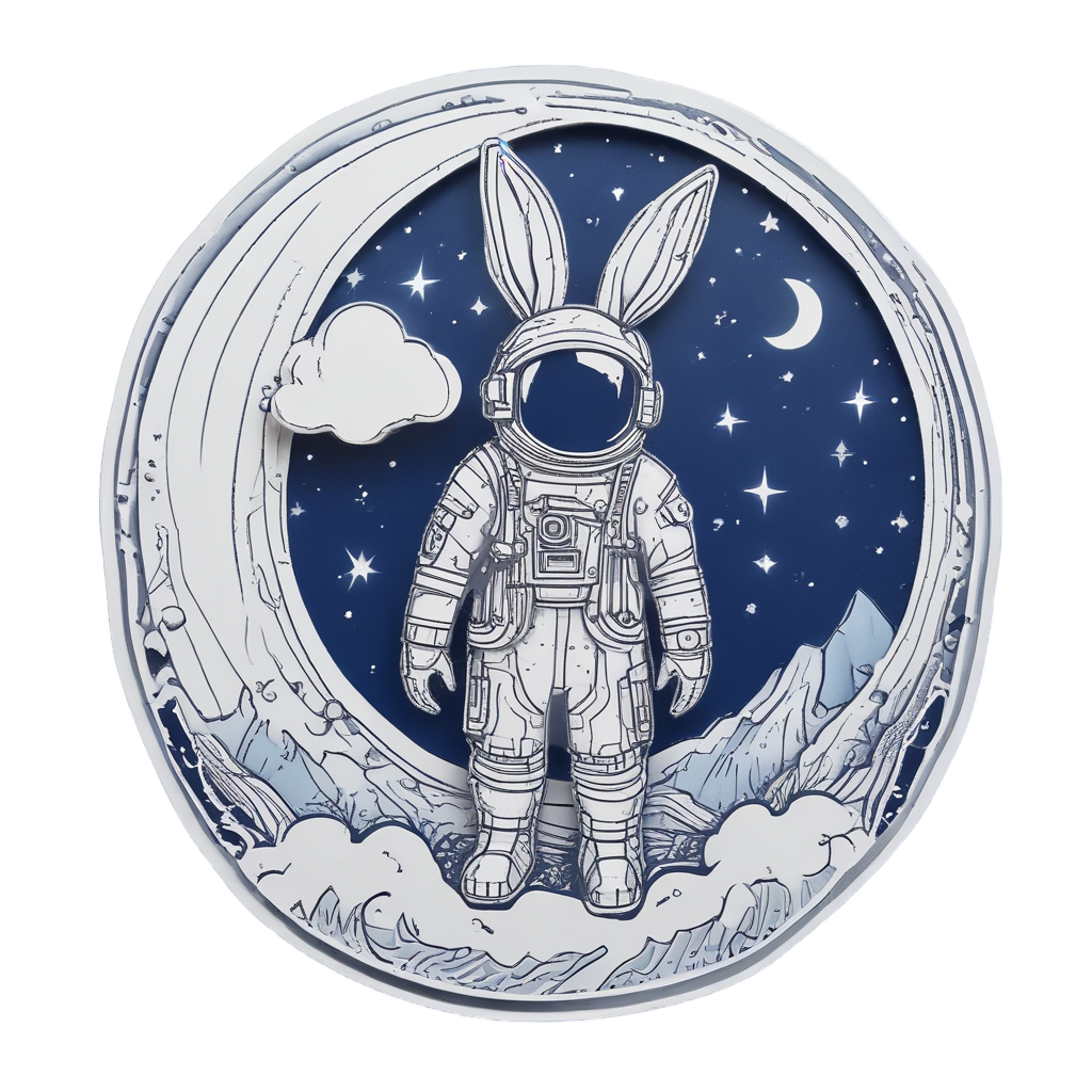 Astronaut Bunny on Moon — farm nursery stickers