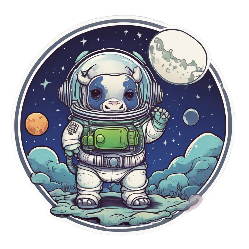 Astronaut Calf Moon — farm nursery stickers