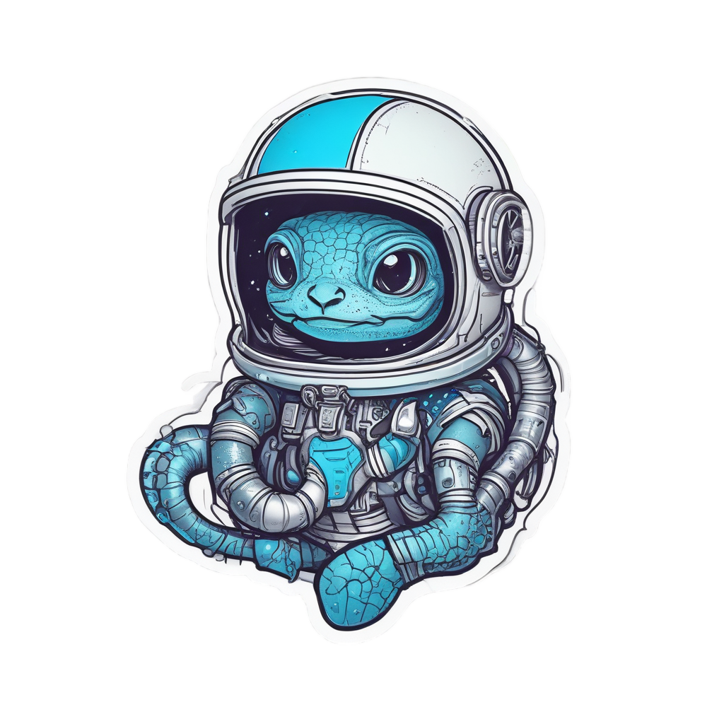 Astronaut Coiled Snake Dagger — snake, dagger & rose stickers