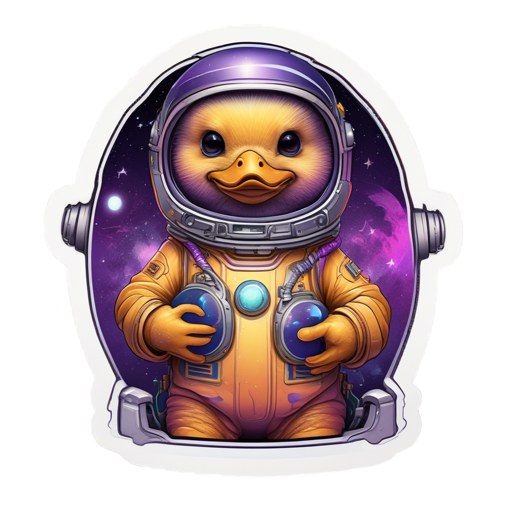 Astronaut Duckling with Planet — farm nursery stickers