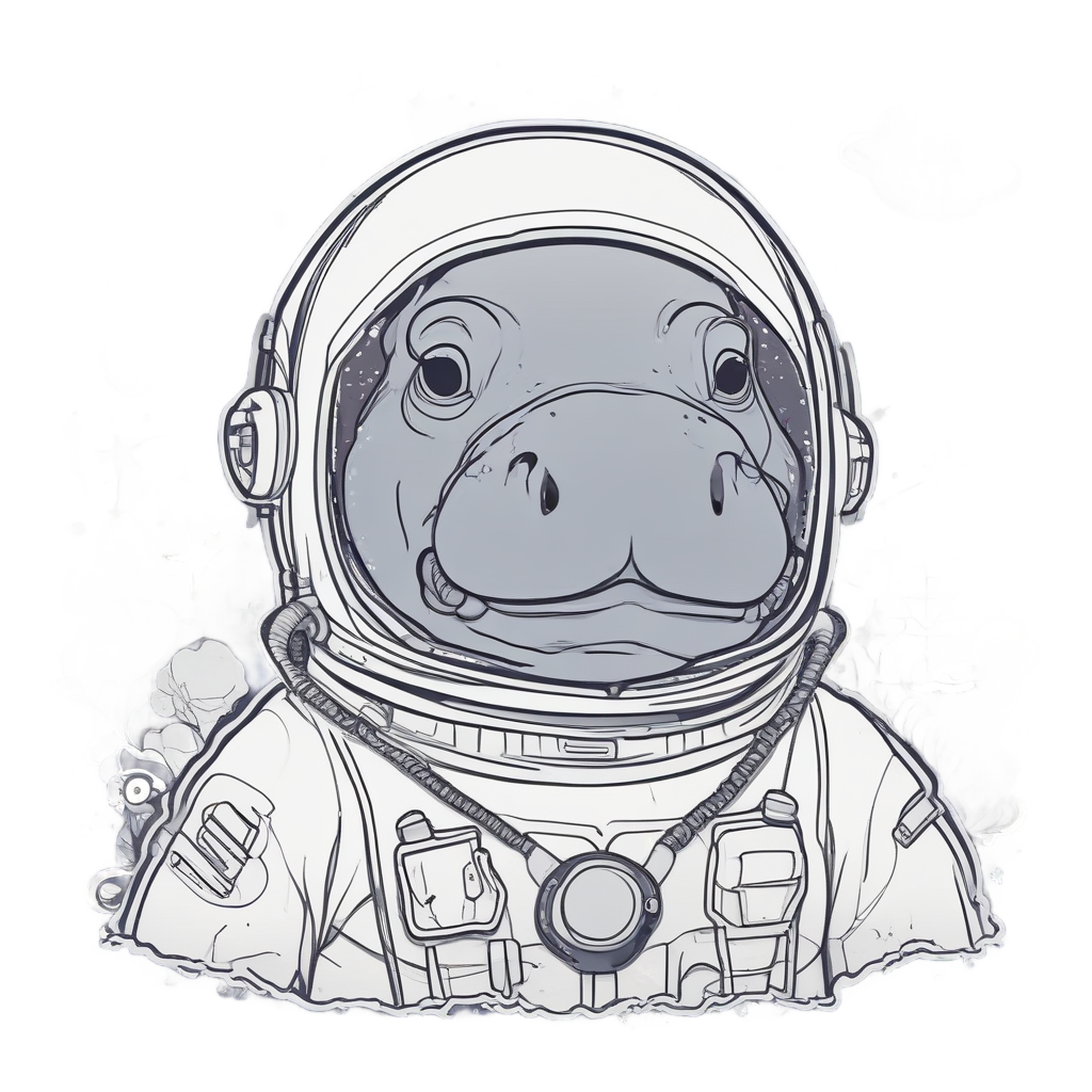 Astronaut Hippo Floating — safari nursery stickers
